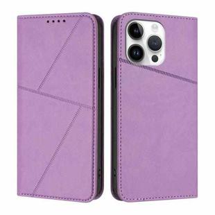 For iPhone 14 Pro Max Strong Magnetic Frosted Flip Leather Phone Case(Light Purple)