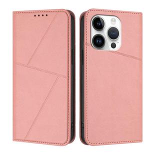 For iPhone 14 Pro Strong Magnetic Frosted Flip Leather Phone Case(Pink)