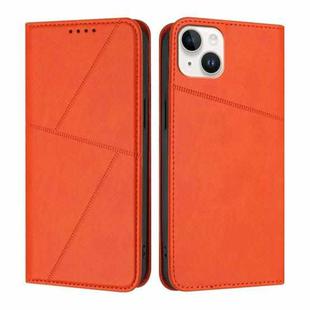 For iPhone 14 Plus Strong Magnetic Frosted Flip Leather Phone Case(Orange)