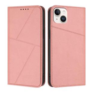 For iPhone 14 Plus Strong Magnetic Frosted Flip Leather Phone Case(Pink)