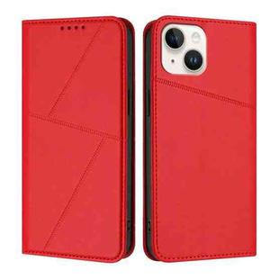 For iPhone 14 Strong Magnetic Frosted Flip Leather Phone Case(Red)
