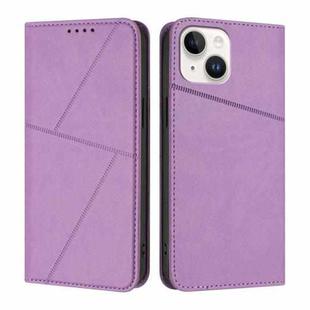 For iPhone 13 Strong Magnetic Frosted Flip Leather Phone Case(Light Purple)