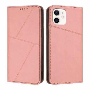 For iPhone 12 / 12 Pro Strong Magnetic Frosted Flip Leather Phone Case(Pink)