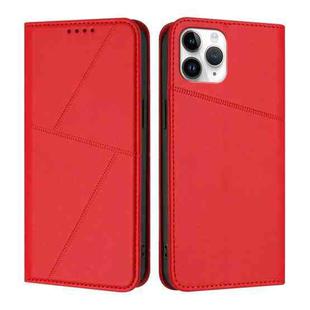 For iPhone 11 Pro Strong Magnetic Frosted Flip Leather Phone Case(Red)