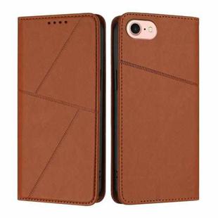 For iPhone SE 2022 / SE 2020 / 8 / 7 Strong Magnetic Frosted Flip Leather Phone Case(Coffee Color)