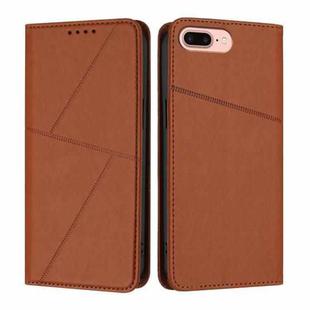 For iPhone 8 Plus / 7 Plus / 6 Plus Strong Magnetic Frosted Flip Leather Phone Case(Coffee Color)