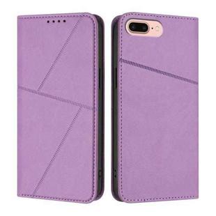 For iPhone 8 Plus / 7 Plus / 6 Plus Strong Magnetic Frosted Flip Leather Phone Case(Light Purple)