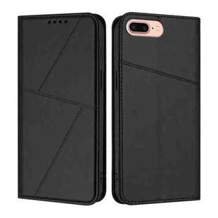 For iPhone 8 Plus / 7 Plus / 6 Plus Strong Magnetic Frosted Flip Leather Phone Case(Black)