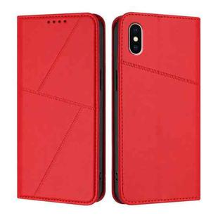 For iPhone X / XS Strong Magnetic Frosted Flip Leather Phone Case(Red)