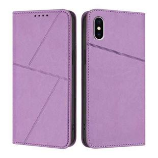 For iPhone X / XS Strong Magnetic Frosted Flip Leather Phone Case(Light Purple)