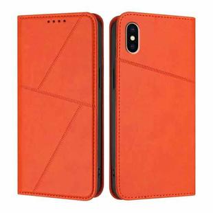 For iPhone X / XS Strong Magnetic Frosted Flip Leather Phone Case(Orange)