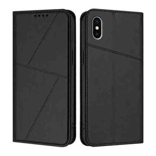 For iPhone X / XS Strong Magnetic Frosted Flip Leather Phone Case(Black)