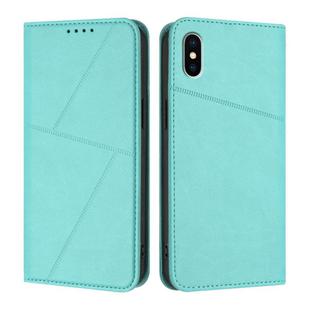 For iPhone X / XS Strong Magnetic Frosted Flip Leather Phone Case(Light Blue)