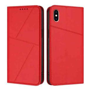 For iPhone XS Max Strong Magnetic Frosted Flip Leather Phone Case(Red)