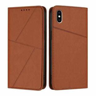 For iPhone XS Max Strong Magnetic Frosted Flip Leather Phone Case(Coffee Color)