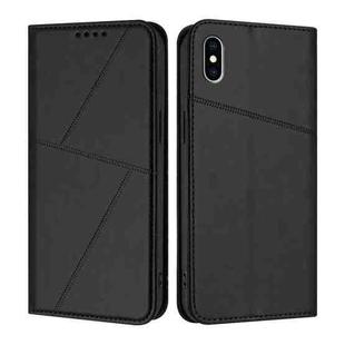 For iPhone XS Max Strong Magnetic Frosted Flip Leather Phone Case(Black)