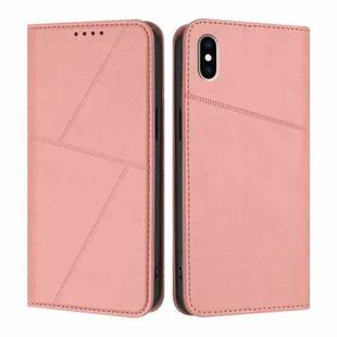 For iPhone XS Max Strong Magnetic Frosted Flip Leather Phone Case(Pink)