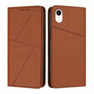 For iPhone XR Strong Magnetic Frosted Flip Leather Phone Case(Coffee Color)