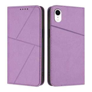 For iPhone XR Strong Magnetic Frosted Flip Leather Phone Case(Light Purple)