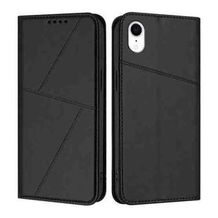 For iPhone XR Strong Magnetic Frosted Flip Leather Phone Case(Black)