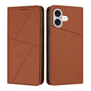 For iPhone 17 Strong Magnetic Frosted Flip Leather Phone Case(Coffee Color)