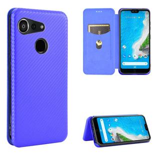 For Kyocera Android One S6 Carbon Fiber Texture Horizontal Flip TPU + PC + PU Leather Case with Card Slot(Blue)