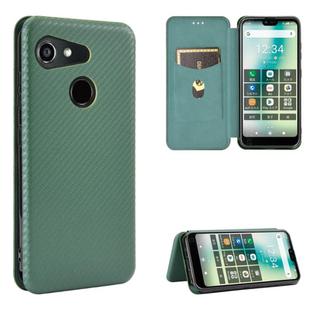 For Kyocera Gratina KYV48 Carbon Fiber Texture Horizontal Flip TPU + PC + PU Leather Case with Card Slot(Green)