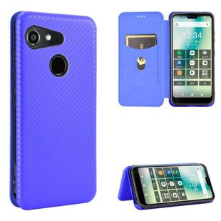 For Kyocera Gratina KYV48 Carbon Fiber Texture Horizontal Flip TPU + PC + PU Leather Case with Card Slot(Blue)