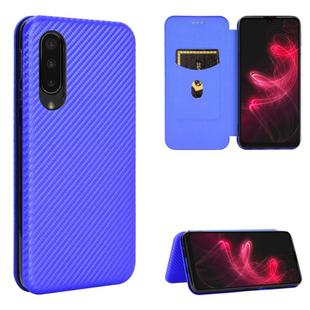 For Sharp Aquos Zero 5G Basic Carbon Fiber Texture Horizontal Flip TPU + PC + PU Leather Case with Card Slot(Blue)