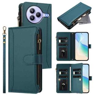For Xiaomi Civi 5 Pro Magnetic Closure 9 Card Slots Zipper Leather Case with Hand Strap(Dark Green)