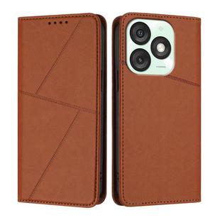For Itel A50 Strong Magnetic Frosted Flip Leather Phone Case(Coffee Color)