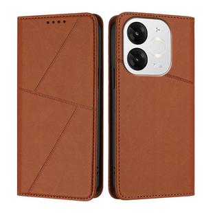 For Itel A80 Strong Magnetic Frosted Flip Leather Phone Case(Coffee Color)