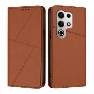 For Itel S25 Ultra Strong Magnetic Frosted Flip Leather Phone Case(Coffee Color)