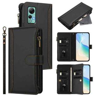 For Ulefone Note 14 Magnetic Closure 9 Card Slots Zipper Leather Case with Hand Strap(Black)