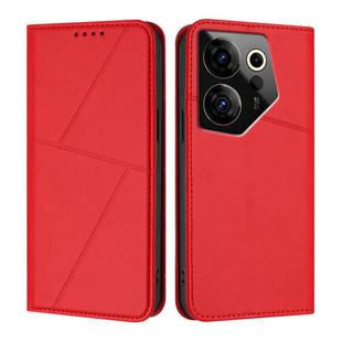 For Tecno Camon 20 Premier Strong Magnetic Frosted Flip Leather Phone Case(Red)