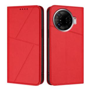 For Tecno Camon 30 Pro Strong Magnetic Frosted Flip Leather Phone Case(Red)