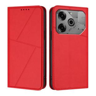 For Tecno Pova 6 / Pova 6 Pro Strong Magnetic Frosted Flip Leather Phone Case(Red)