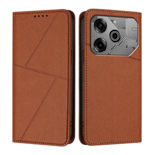 For Tecno Pova 6 / Pova 6 Pro Strong Magnetic Frosted Flip Leather Phone Case(Coffee Color)