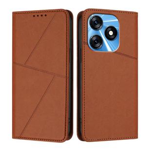 For Tecno Spark 10 4G Strong Magnetic Frosted Flip Leather Phone Case(Coffee Color)