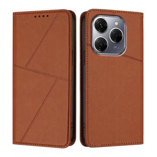 For Tecno Spark 20 Pro 4G Strong Magnetic Frosted Flip Leather Phone Case(Coffee Color)