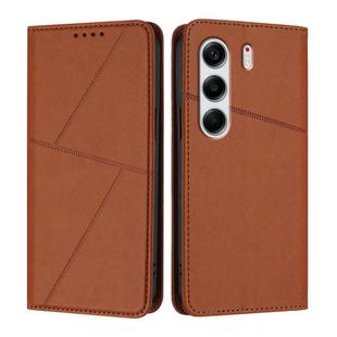 For Tecno Camon 40 Pro 4G Strong Magnetic Frosted Flip Leather Phone Case(Coffee Color)