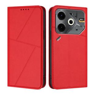 For Tecno Pova 6 Neo Strong Magnetic Frosted Flip Leather Phone Case(Red)