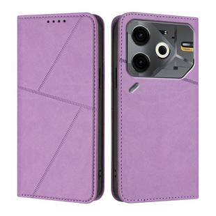 For Tecno Pova 6 Neo Strong Magnetic Frosted Flip Leather Phone Case(Light Purple)
