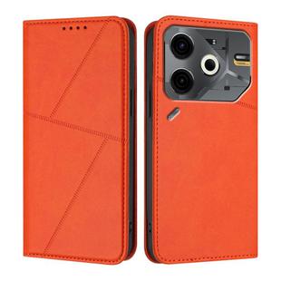 For Tecno Pova 6 Neo Strong Magnetic Frosted Flip Leather Phone Case(Orange)