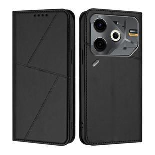 For Tecno Pova 6 Neo Strong Magnetic Frosted Flip Leather Phone Case(Black)