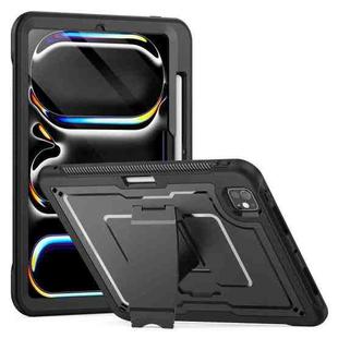 For iPad Pro 11 2024 Honeycomb Stand TPE Hydric PC Tablet Case(Black)