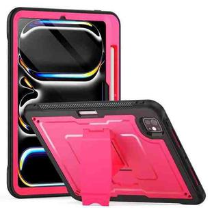 For iPad Pro 11 2024 Honeycomb Stand TPE Hydric PC Tablet Case(Rose Red)