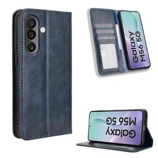 For Samsung Galaxy M56 5G Magnetic Buckle Retro Texture Leather Phone Case(Blue)