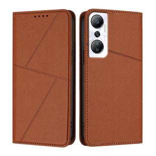 For Infinix Hot 20 4G Strong Magnetic Frosted Flip Leather Phone Case(Coffee Color)