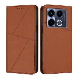 For Infinix Note 40 4G Strong Magnetic Frosted Flip Leather Phone Case(Coffee Color)